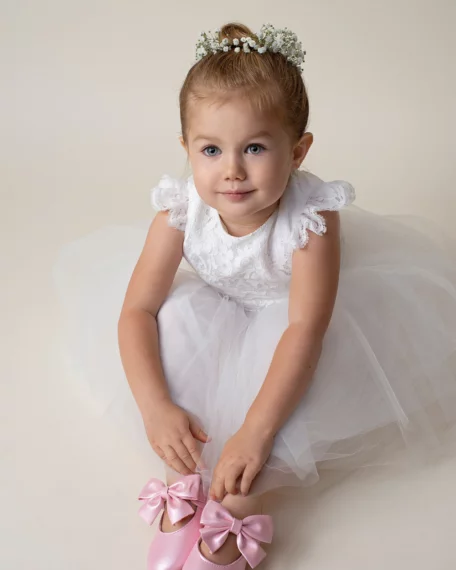 Bruidsmeisjes jurkjes communiekleedje feestjurkje veters lint zachtroze kort tule