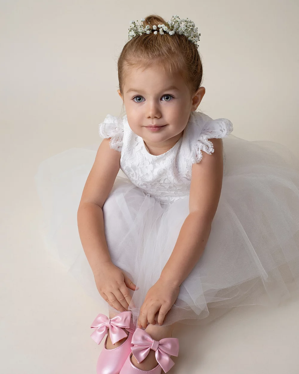 Bruidsmeisjes jurkjes communiekleedje feestjurkje veters lint zachtroze kort tule