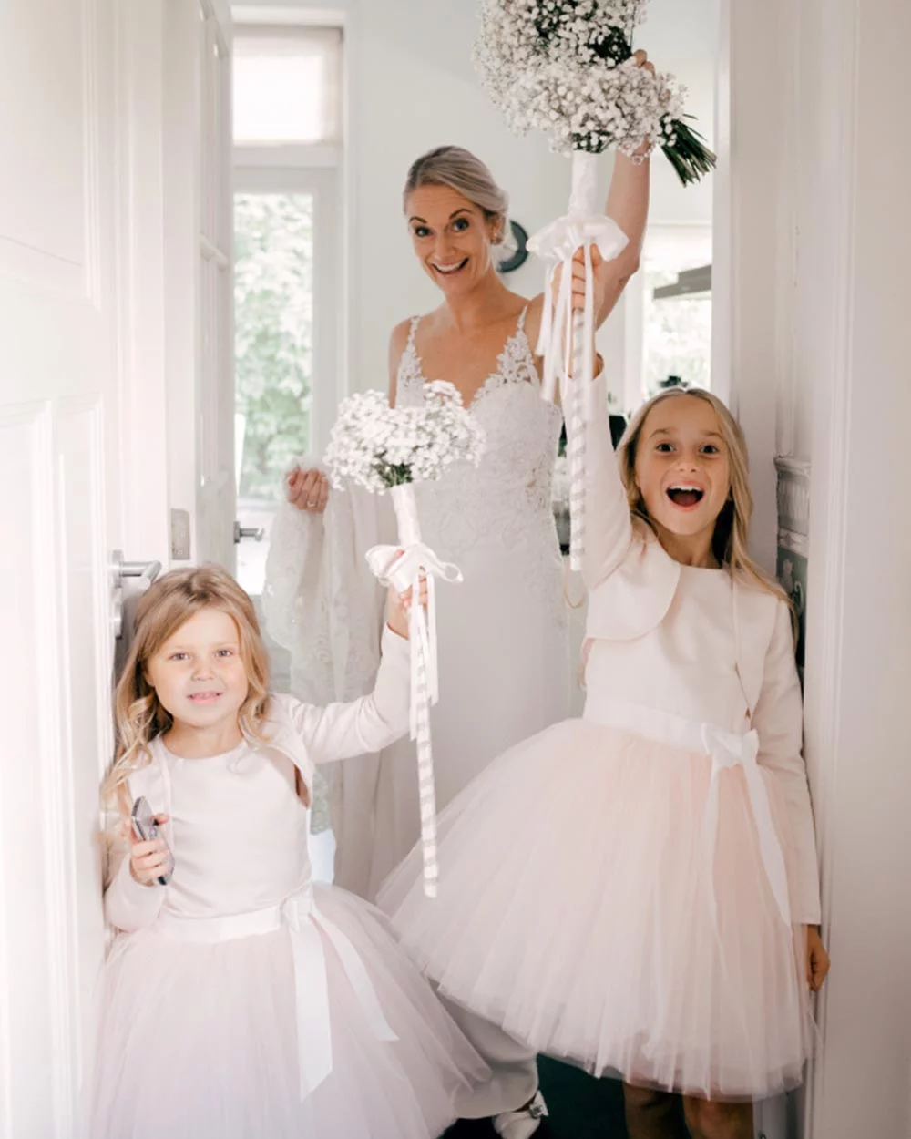 roze bruidsmeisjes bruidsmeisjes jurkjes roze tule strik bruidskinderkleding bruiloft meisjes kind kinderen meisje winkel online kopen shop webwinkel