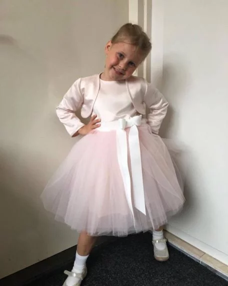 roze bruidsmeisjes bruidsmeisjes jurkjes roze tule strik bruidskinderkleding bruiloft meisjes kind kinderen meisje winkel online kopen shop webwinkel