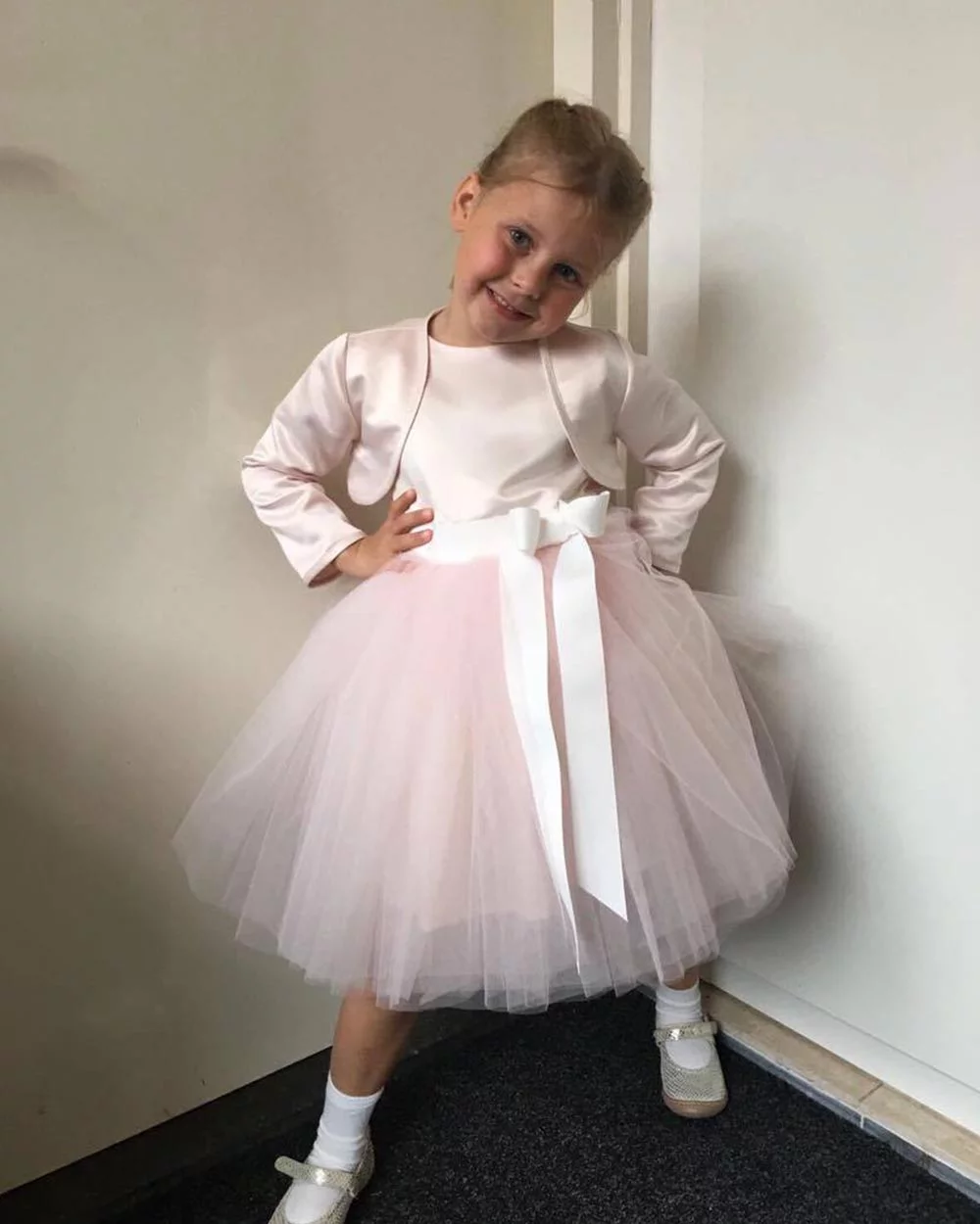 roze bruidsmeisjes bruidsmeisjes jurkjes roze tule strik bruidskinderkleding bruiloft meisjes kind kinderen meisje winkel online kopen shop webwinkel