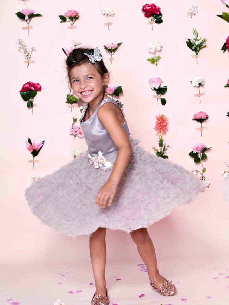 Jurk met tule – Jurkje Hazel – Aubergine