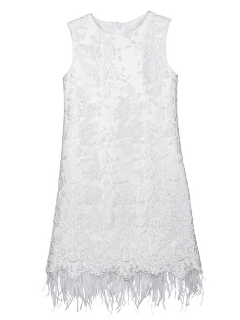 Jurk met kant en veren – Jurkje Jazz – ivoor