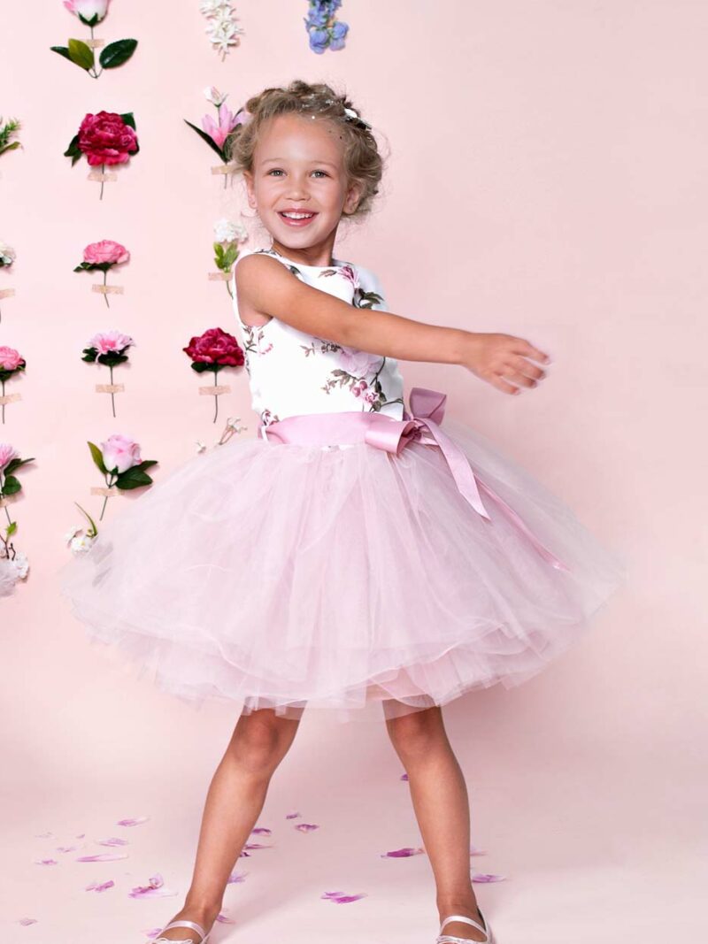 Jurk met bloemen – Jurkje Lilou – Roze