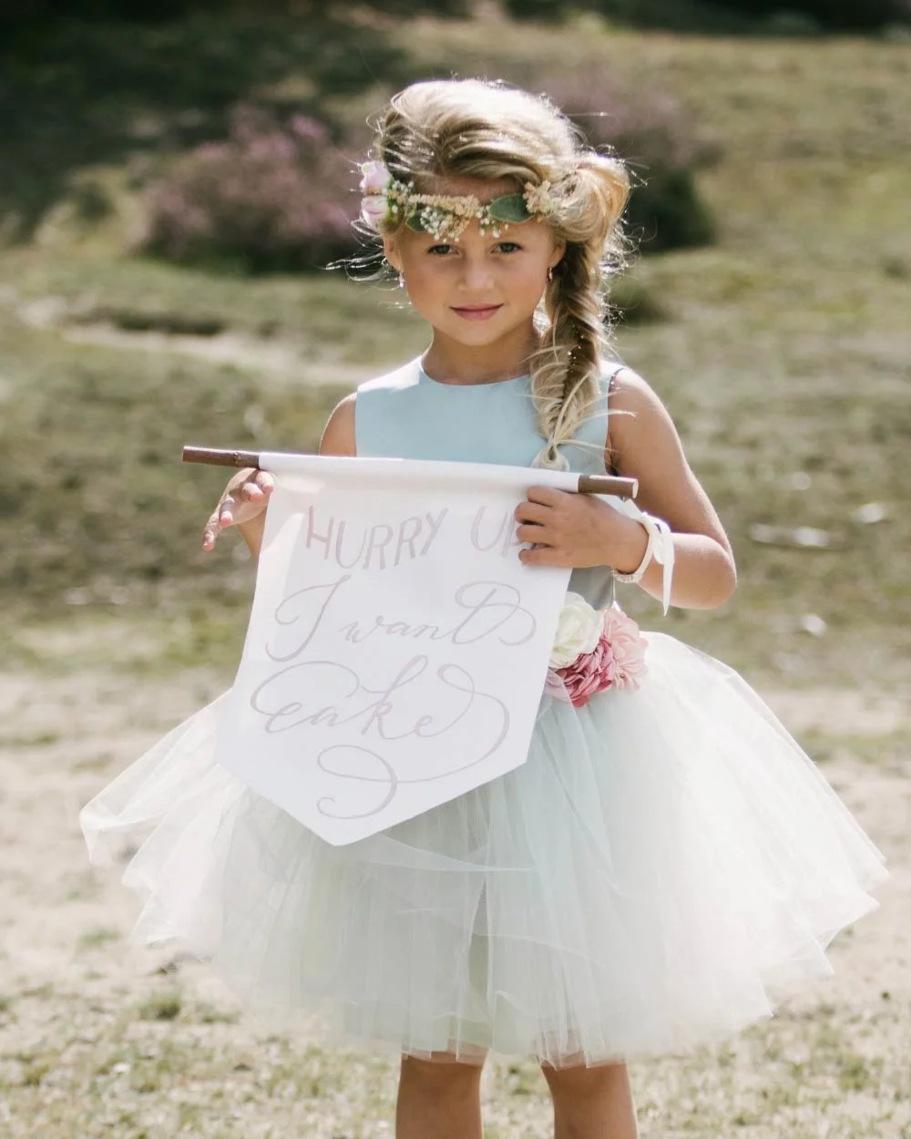 Bruidsmeisjes jurk groen mint tule korte jurk bruiloft kind meisje