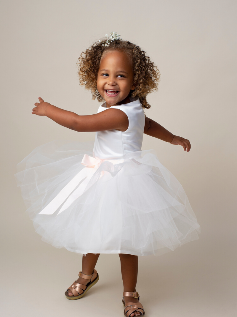 Jurk met tule – Jurkje Mila – Ivoor met zachtroze