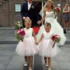bruidsmeisjes jurkjes roze kort tule zachtroze kleedje bruiloft kinderbruidsmode kinderkleding bruiloft