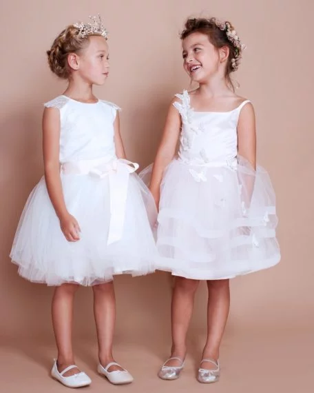 Jurkje bruidsmeisje kind meisje bruiloft feestjurk kinderen kant tule kort feestjurk roze ivoor gebroken wit