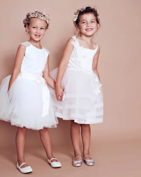 Jurkje bruidsmeisje kind meisje bruiloft feestjurk kinderen kant tule kort feestjurk roze ivoor gebroken wit