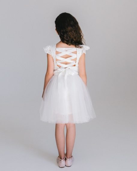 Bruidsmeisjes jurk met vetersluiting op de rug