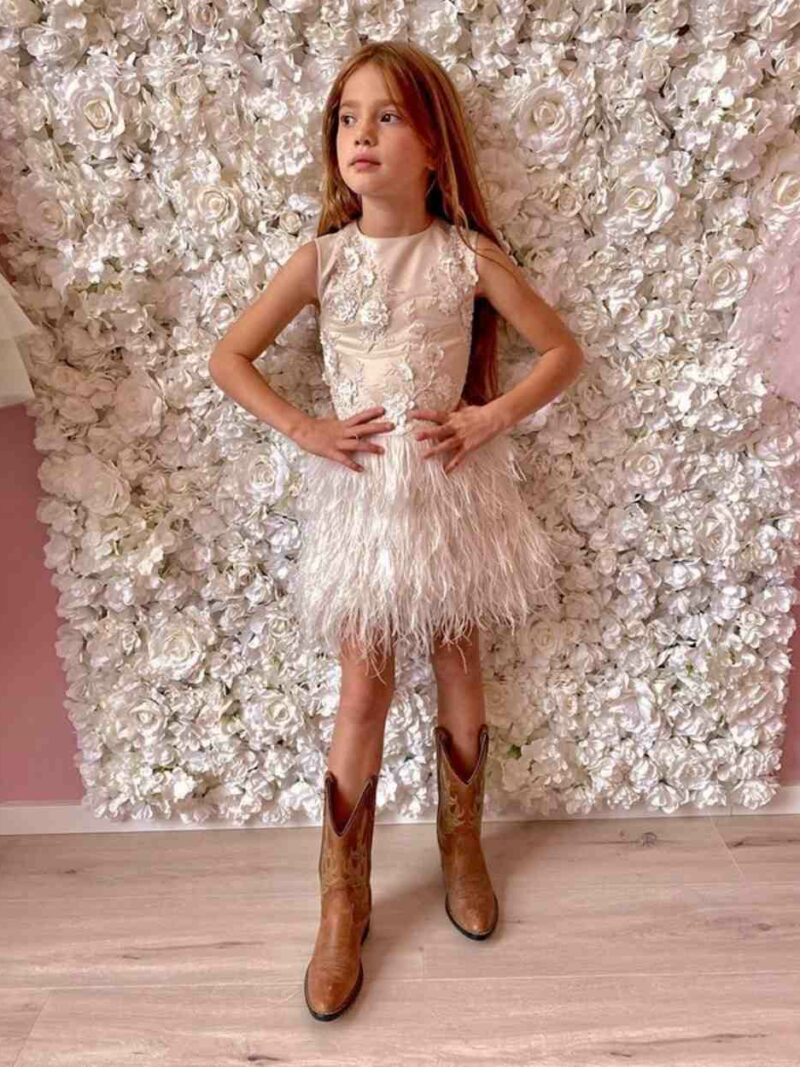 Verenjurk voor meisjes – Jurkje Blossom – Champagne en ivoor