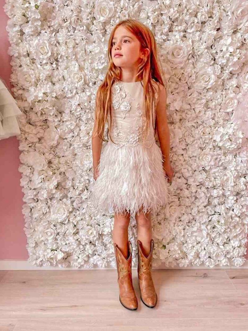 Verenjurk voor meisjes – Jurkje Blossom – Champagne en ivoor