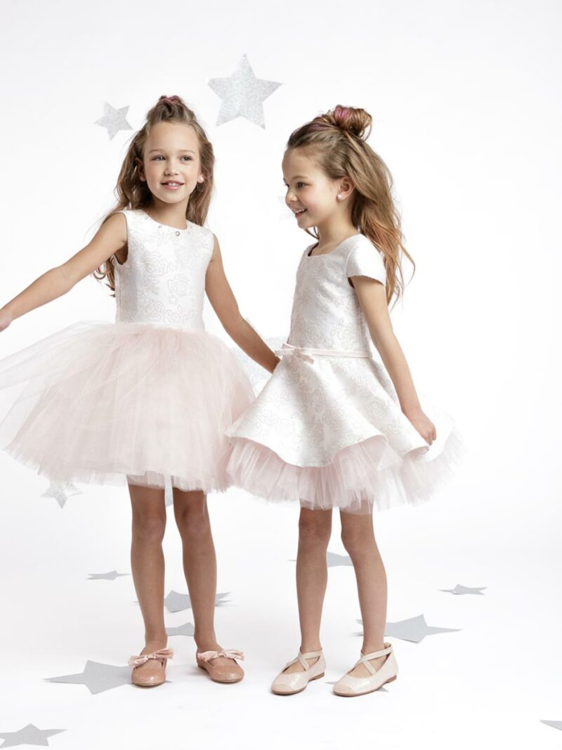 Jurk met tule – Jurk Robine – ivoor en roze