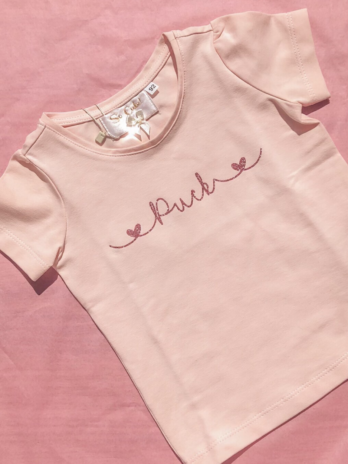 T-shirt met je eigen naam voor kinderen – Roze