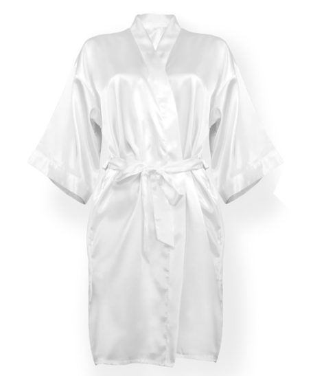 Badjas kimono ochtendjas satijn wit voor vrouwen dames kopen