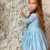 Exclusieve kinderkleding lichtblauwe jurk voor meisjes voor feest feestelijke jurk