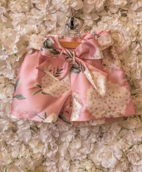 Kort broekje meisjes roze bloemen