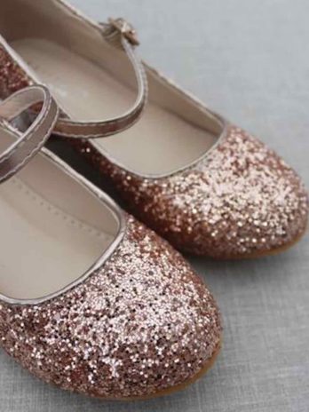 Glitter schoenen voor meisjes met hakje – Rosé goud