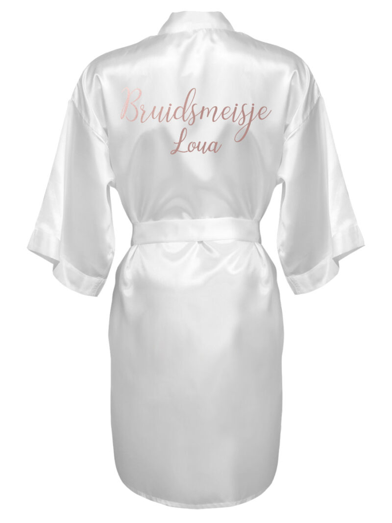 Kimono met naam voor bruidsmeisjes – dames – rosé gouden tekst