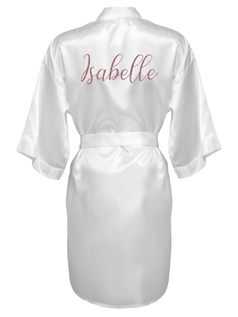 Kimono met naam voor meisjes – rosé gouden glitter tekst