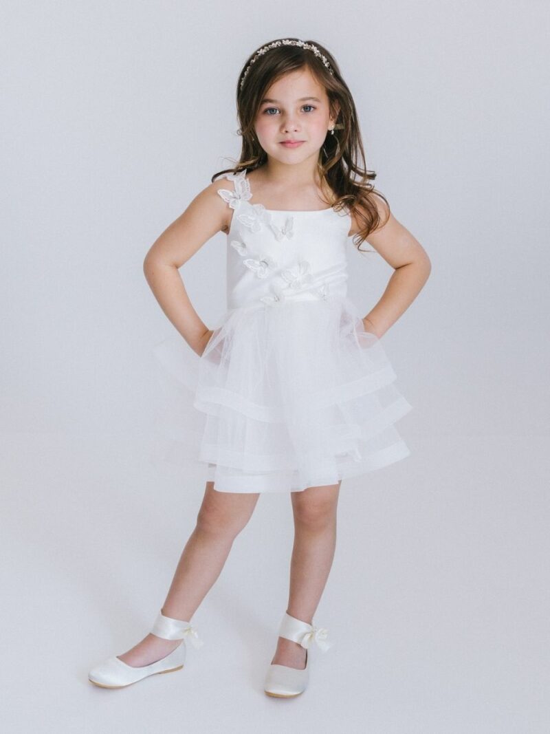 Kinderjurk met tule – Jurkje Vlinder – Ivoor