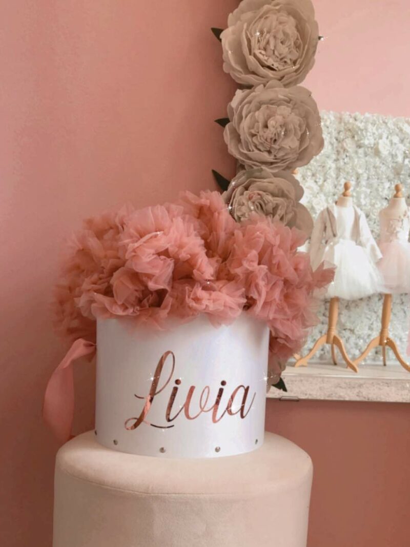 Tutu in the Box – Wit – Tule rokje in gepersonaliseerde luxe opbergdoos