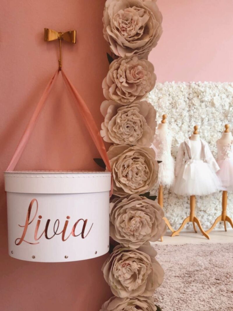 Gepersonaliseerde luxe opbergdoos met naam – Wit – Rond