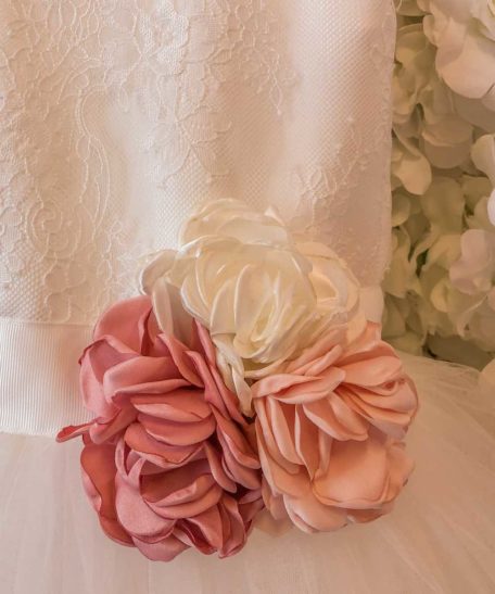 Bruidsmeisjes jurk met roze bloemen