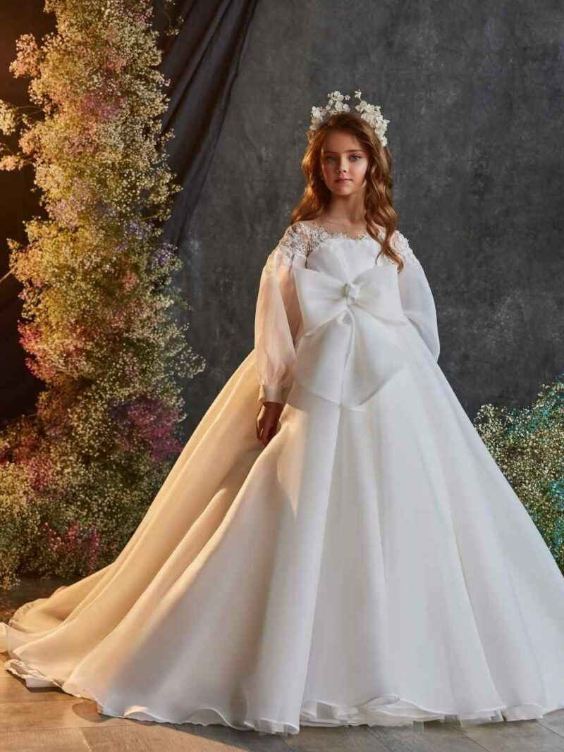 Lange jurk met grote strik – 3201