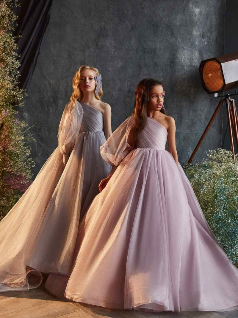 Lange one shoulder jurk voor meisjes – 3203