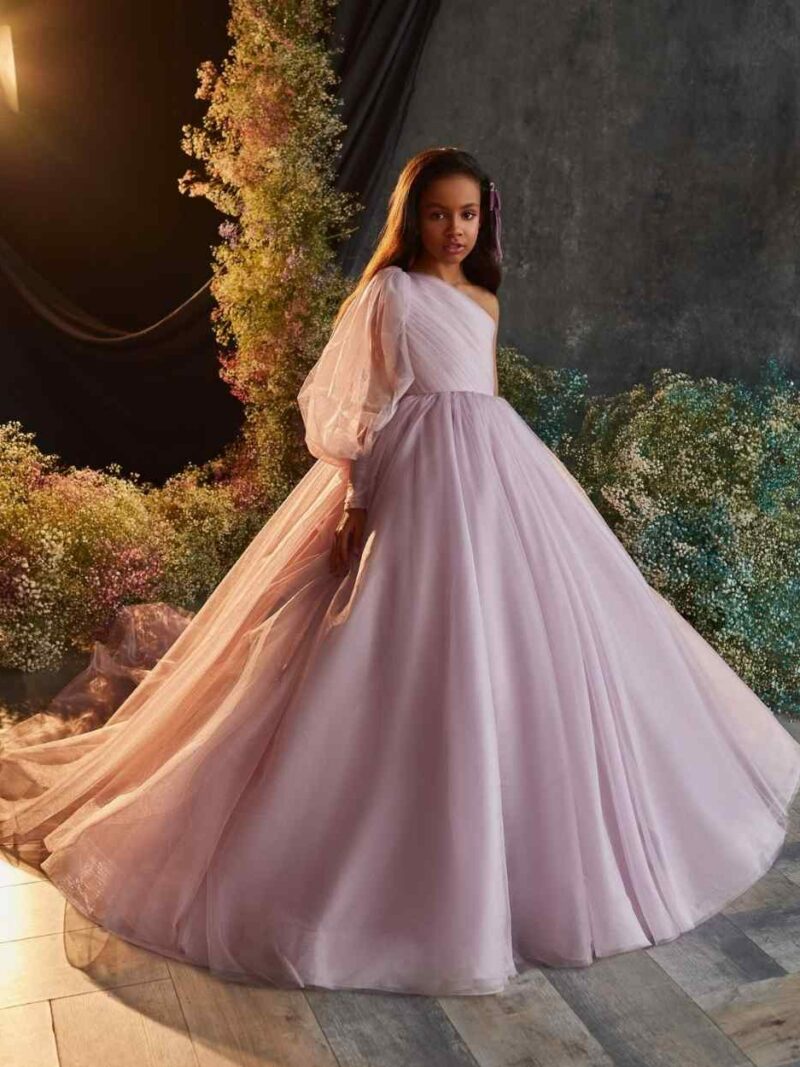 Lange one shoulder jurk voor meisjes – 3203