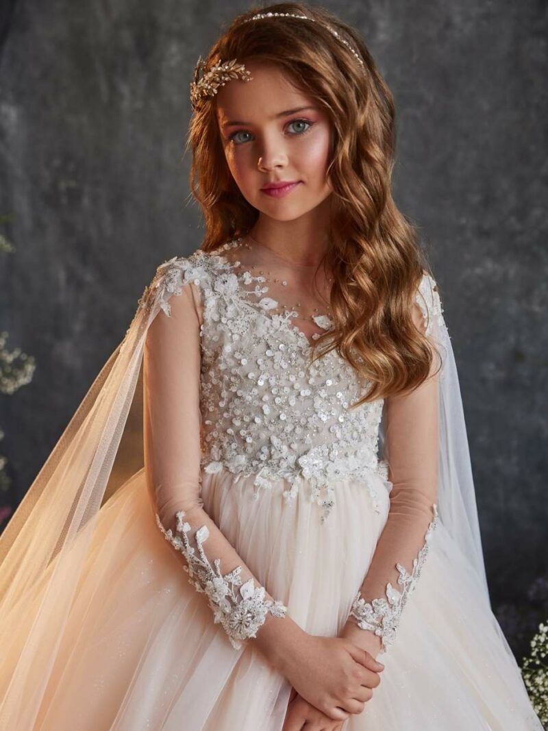 Lange jurk met sleep en cape – 3219