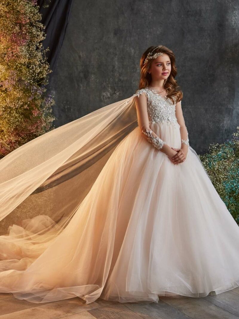 Lange jurk met sleep en cape – 3219