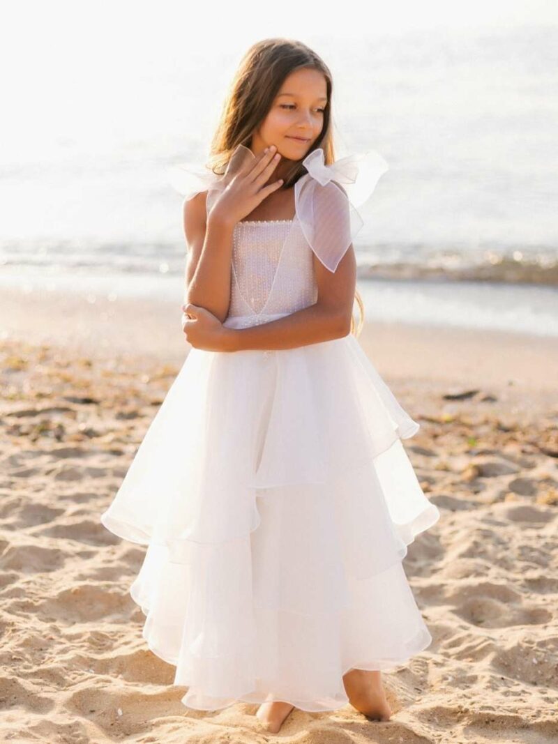 Lange bruidsmeisjes jurk ivoor – PL2045