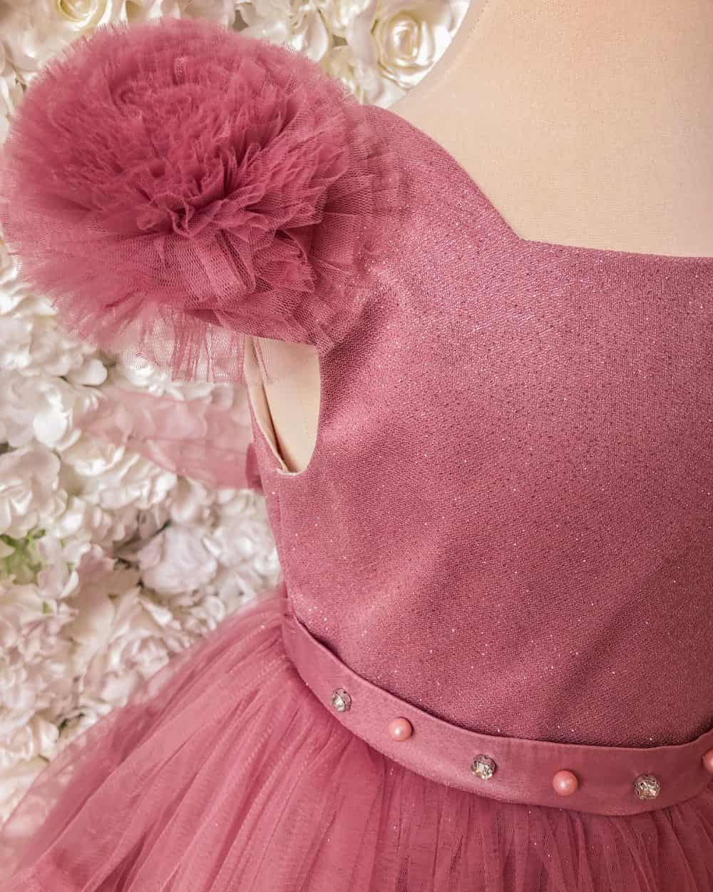 Kinderfeestjurk oudroze Loua