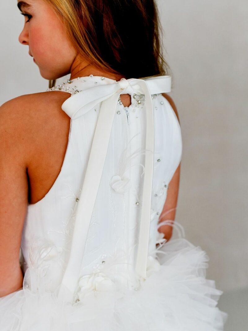 Tule jurk met sleep – Ivoor – 3124