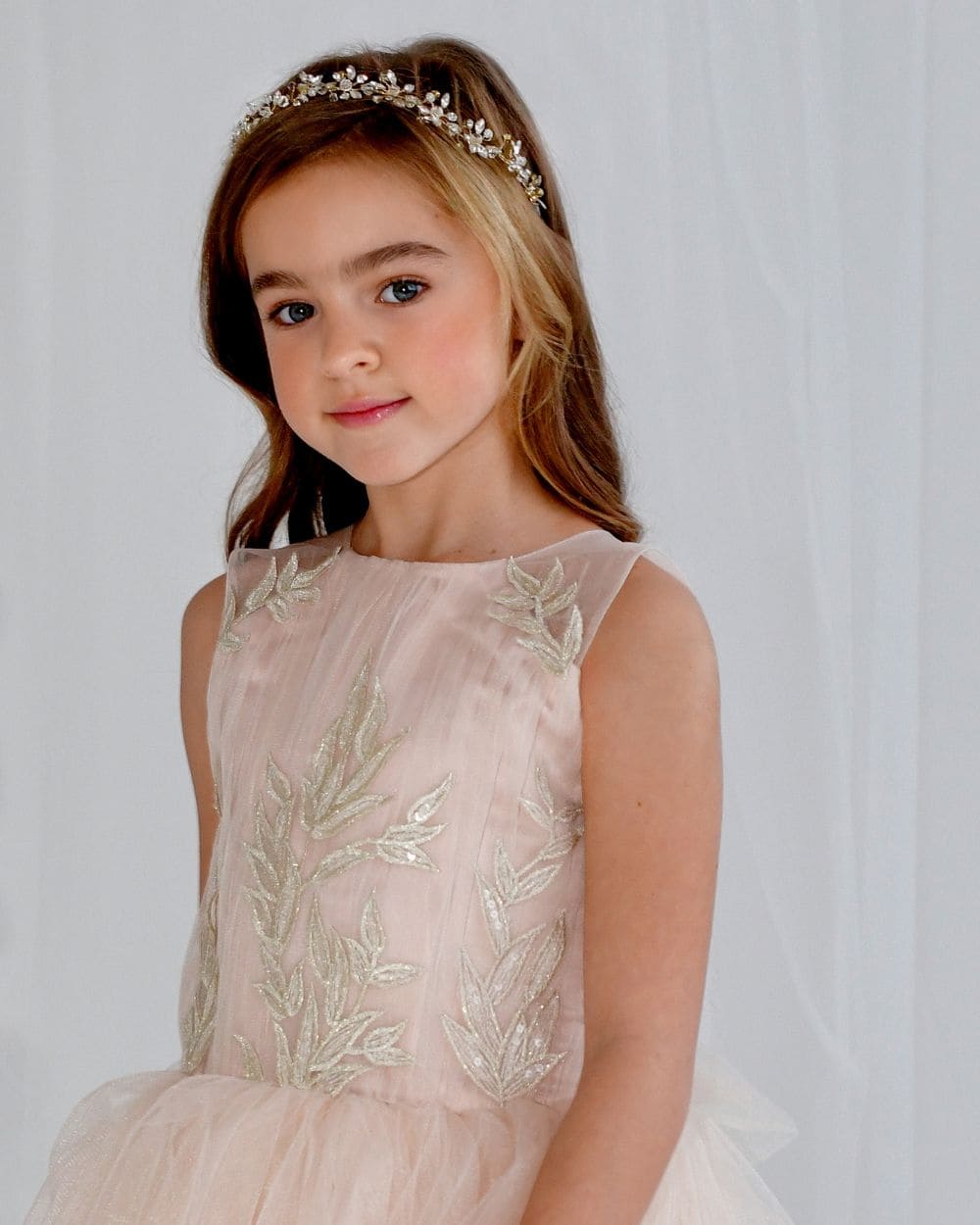 Communiekleed roze met goud blush Gigi