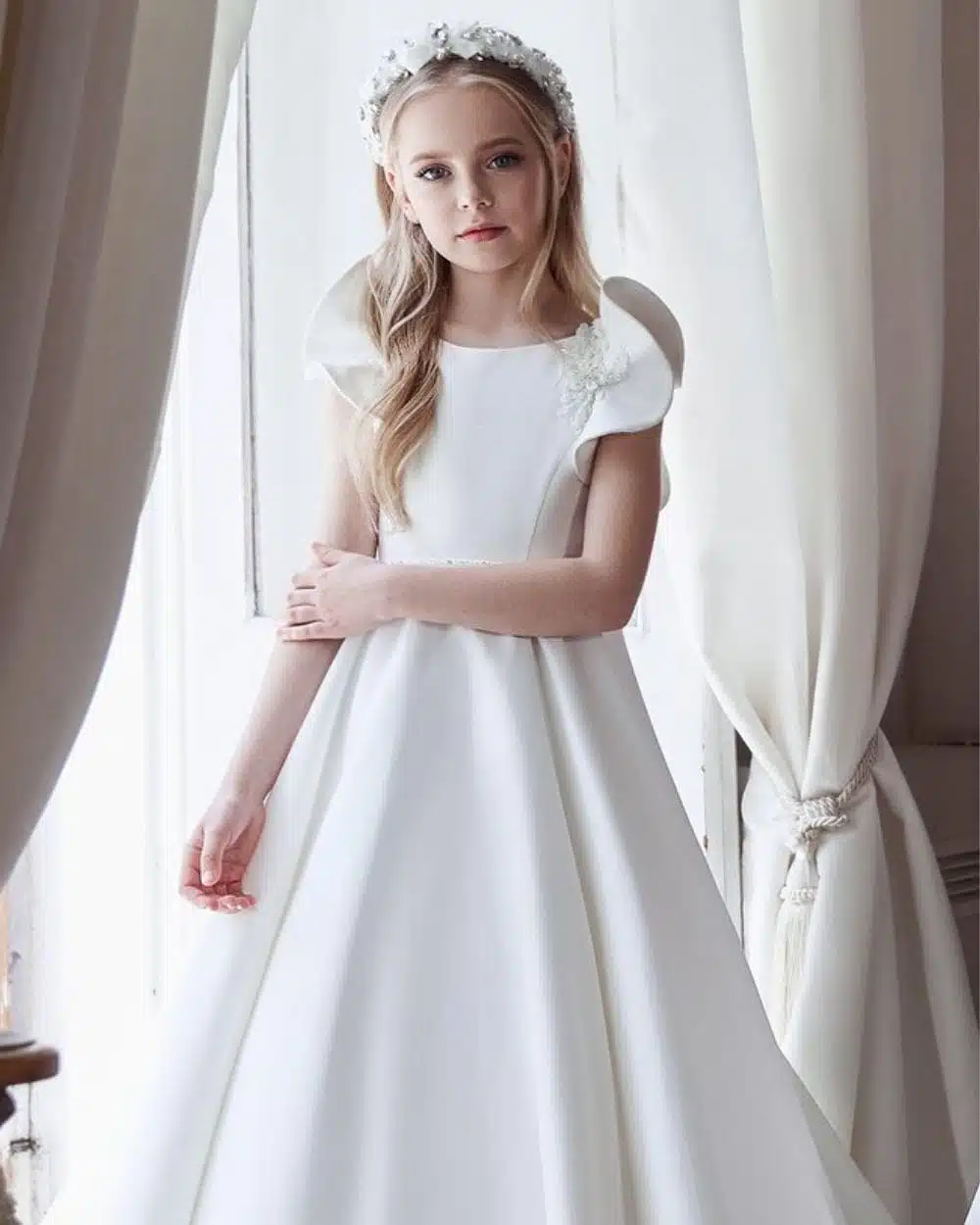 bruidsmeisjes jurk satijn ivoor 3107