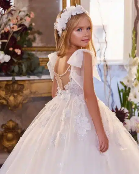 Communie jurk Lange communiejurk met sleep maat 128