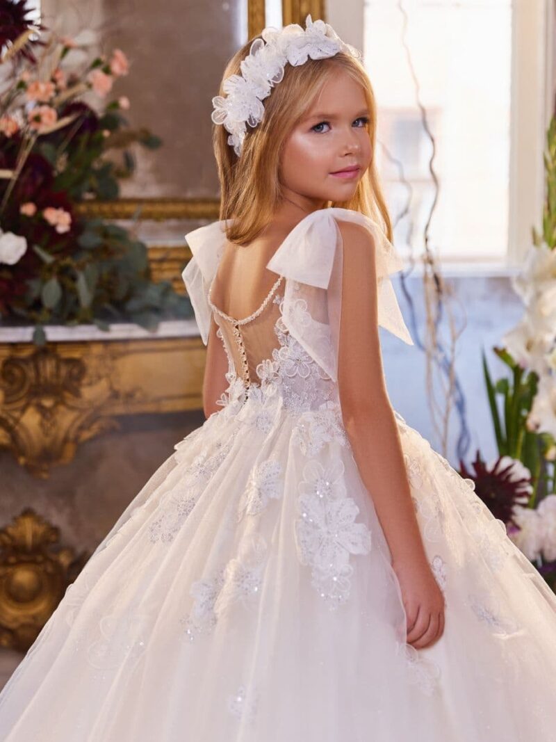 Lange communiejurk met sleep – Bruidsmeisjes jurk met sleep – 3421