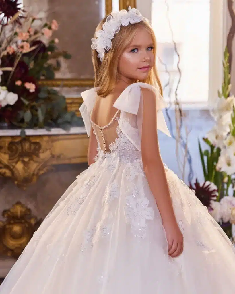 Communie jurk Lange communiejurk met sleep maat 128