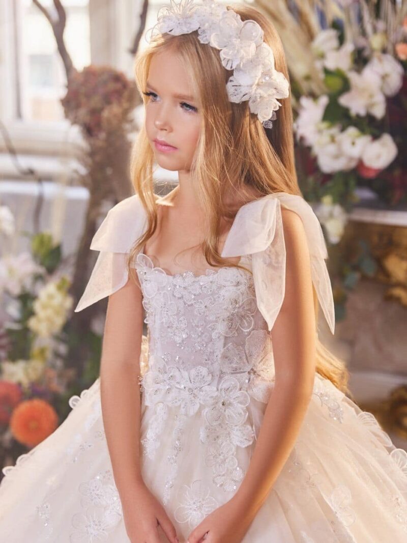 Lange communiejurk met sleep – Bruidsmeisjes jurk met sleep – 3421