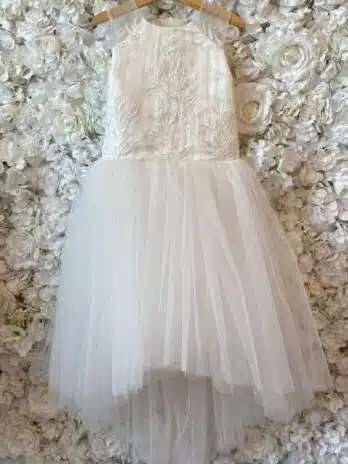 Kinderbruidsmeisje jurkje met blote rug – Gigi ivoor