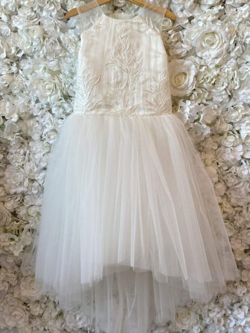 Kinderbruidsmeisje jurkje met blote rug – Gigi ivoor