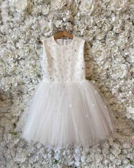 Bruidsmeisjes jurkje met bloemen en glitter ivoo Loïs diamond
