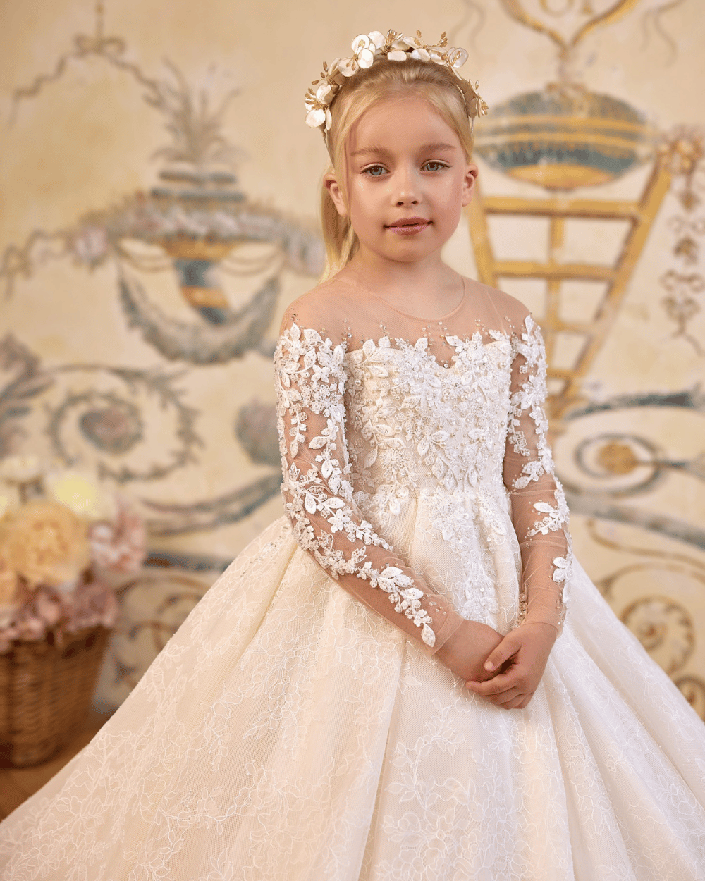 Lange mouwen communie jurk