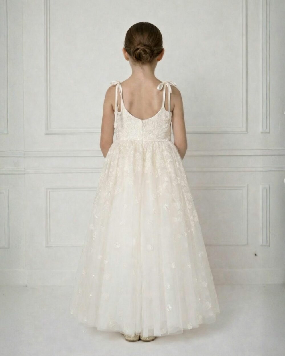 lange ivoor jurk voor bruidsmeisjes