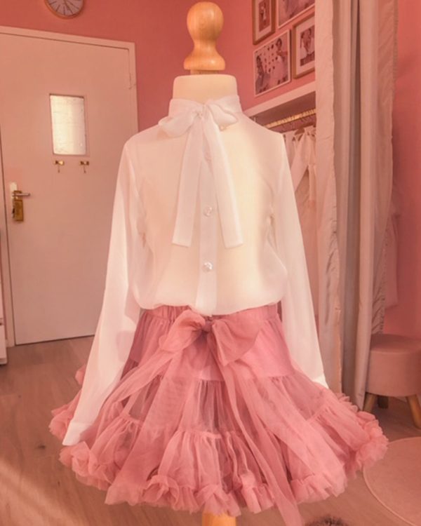 Exclusieve-kinderkleding-meisjes Oudroze tule rokje kind